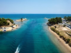 Aerial view of Potidea sea Channel, Chalkidiki, Greece