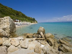 Athitos or Afitos (Afytos) beach on the northeastern side of the Kassandra peninsula in Halkidiki, Greece