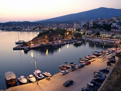 41_Port-in-Limenaria,-island-Thassos-Greece,-in-early-evening