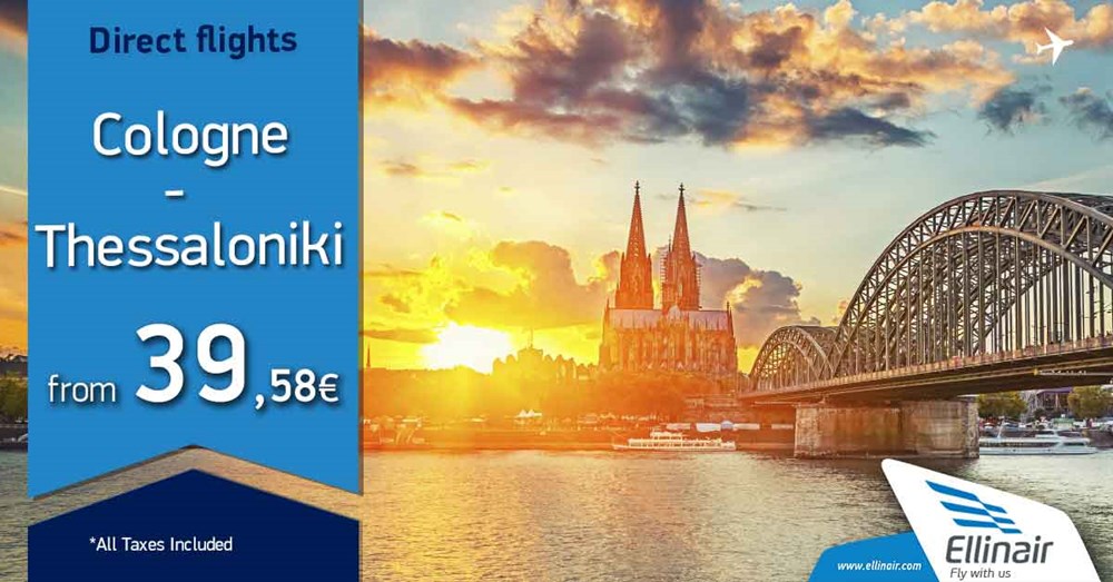 Fly Cologne-Thessaloniki, at rates starting at €39,58!