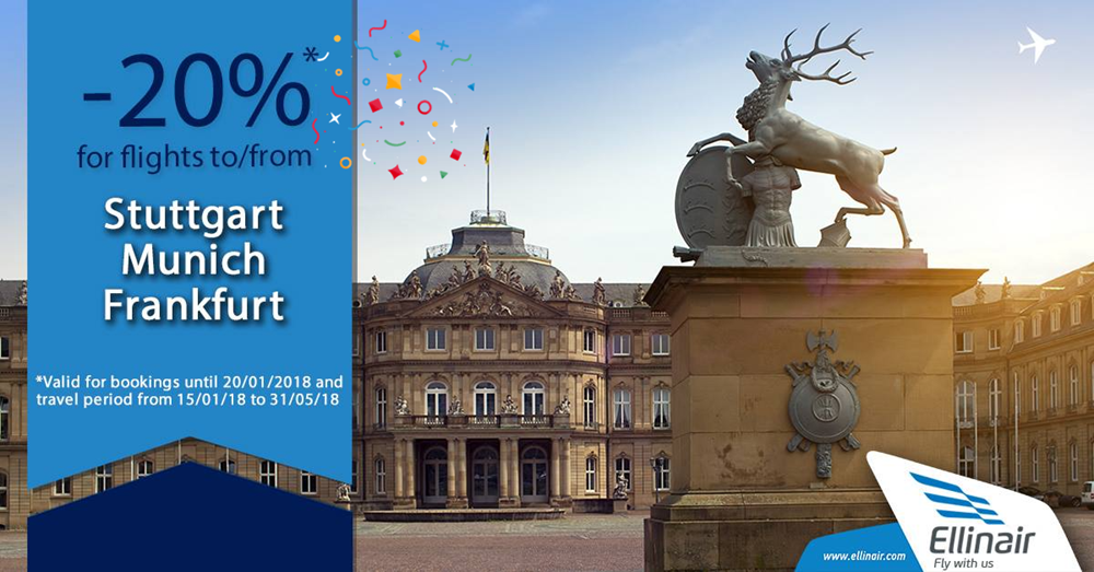 20% discount for all flights to/from Germany 